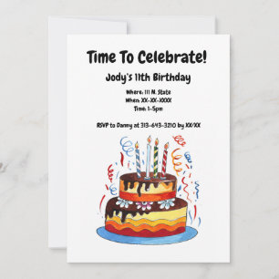 Kindergeburtstag Kuchen Zeichnend Personalisiert Einladung