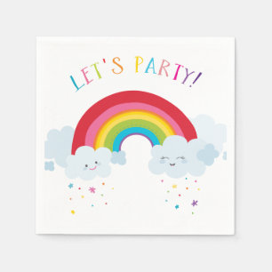 KINDERGEBURTSTAG LET'S PARTY helle Farben Regenbog Serviette