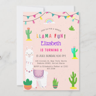 Kindergeburtstag Llama Alpaca Fun Einladung
