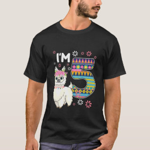Kindergeburtstag Llama Ich bin 5 Jahre alt Mädchen T-Shirt