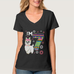 Kindergeburtstag Llama Im 7 Jahre alt Girl Theme 7 T-Shirt