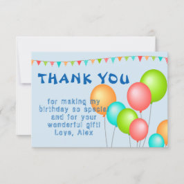 Kindergeburtstag mit bunten Balloons Dankeskarte