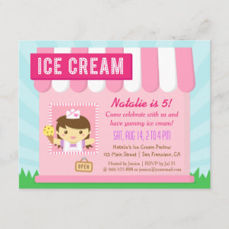 Kindergeburtstag, niedliche Eiscreme-Party Einladung