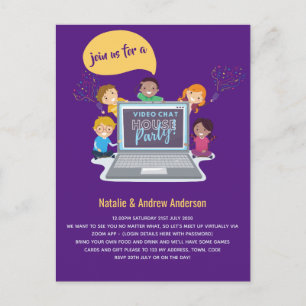 Kindergeburtstag Online Video Chat Virtual LiveStr Postkarte