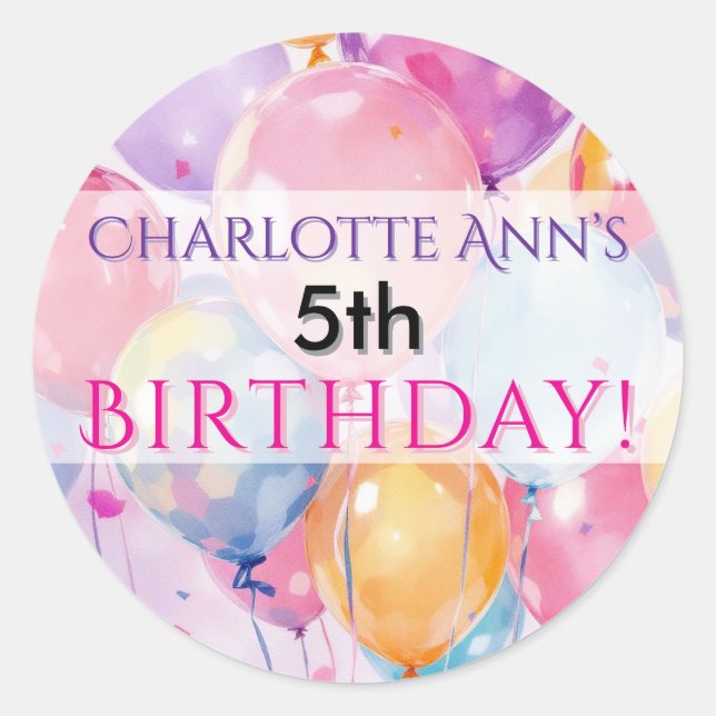 Kindergeburtstag Party Ballon Gefallen Lieferungen Runder Aufkleber (Vorderseite)