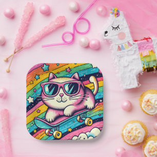 Kindergeburtstag Party Cat Cartoon Pappteller