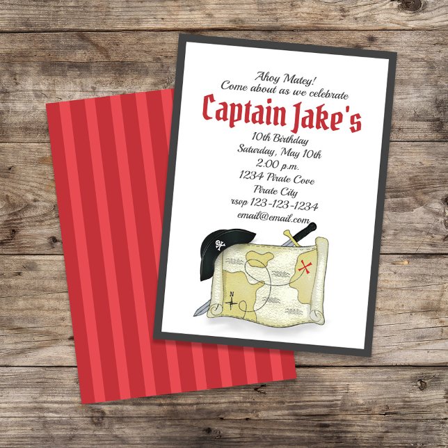 Kindergeburtstag Party Cool Pirate Custom Einladung (Captain Jake's birthday party invitation template.)