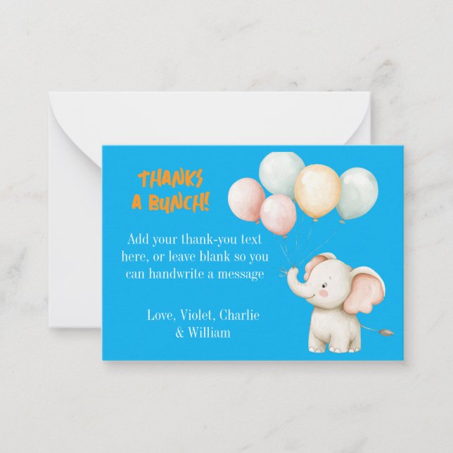 Kindergeburtstag "Party" Dankeschön Karte (Vorderseite)