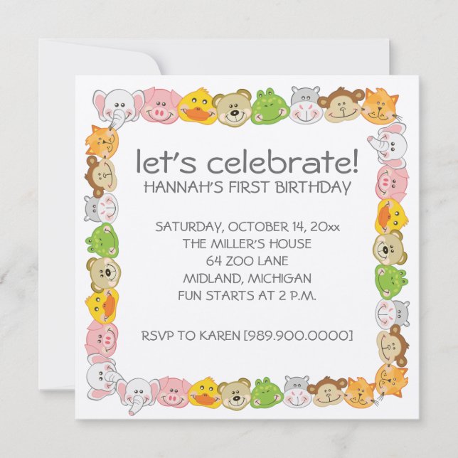 Kindergeburtstag-Party Einladungen (Vorderseite)