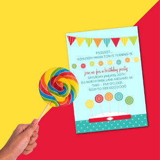 Kindergeburtstag Party Einladungen (Candy Theme)