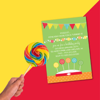Kindergeburtstag Party Einladungen (Candy Theme)