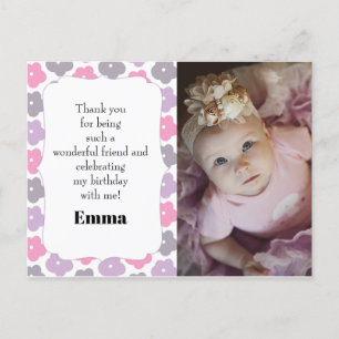 Kindergeburtstag Party Foto Danke Pink Lila Postkarte