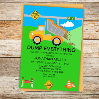 Kindergeburtstag-Party für den Bau von Dump Einladung