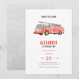 Kindergeburtstag-Party für Feuerwehrfahrzeuge Einladung