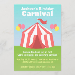 Kindergeburtstag Party - Happy Backyard Carnival Einladung