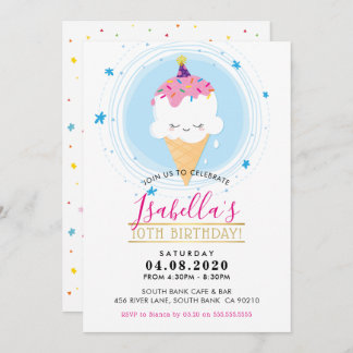 KINDERGEBURTSTAG PARTY INVITE kawaii Eiskronen Einladung