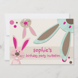 KINDERGEBURTSTAG PARTY INVITE niedliche Bunny Peki Einladung