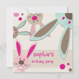 KINDERGEBURTSTAG PARTY INVITE niedliche Bunny Peki Einladung