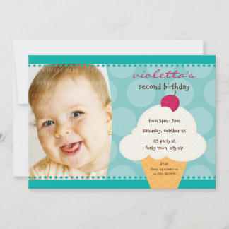 KINDERGEBURTSTAG PARTY INVITE niedlicher Eiskegelk Einladung