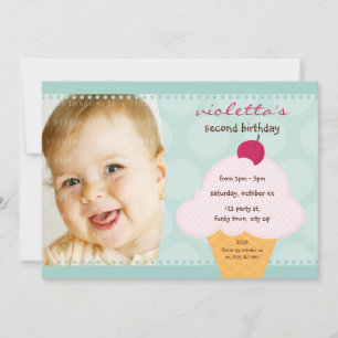 KINDERGEBURTSTAG PARTY INVITE niedlicher Eiskegelk Einladung