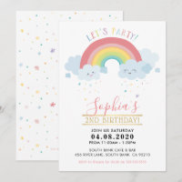 KINDERGEBURTSTAG PARTY INVITE pastellfarbene Regen