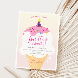 KINDERGEBURTSTAG PARTY INVITE Retro-Eis-Kegel Einladung