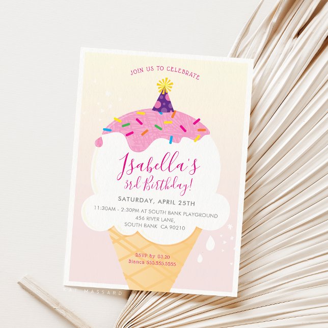 KINDERGEBURTSTAG PARTY INVITE Retro-Eis-Kegel Einladung (Von Creator hochgeladen)