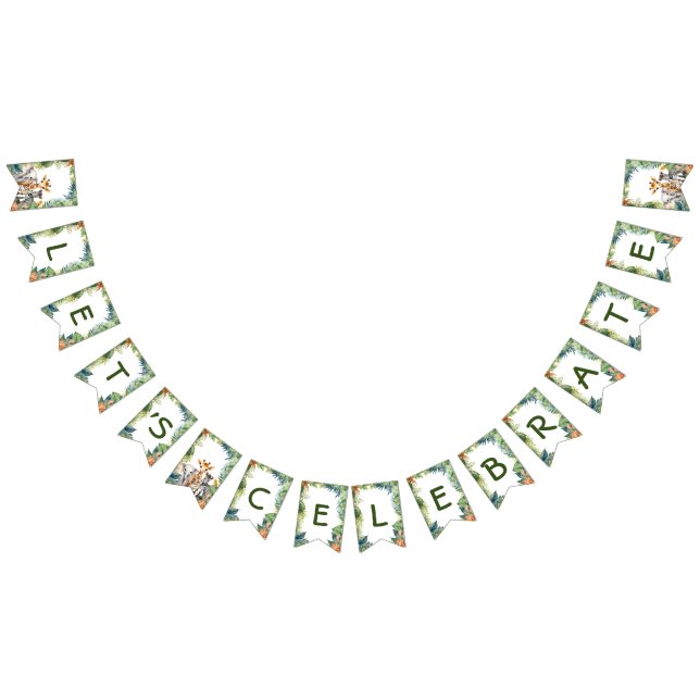 Kindergeburtstag Party Jungle Safari Tiere für Jun Wimpelkette (Alle)