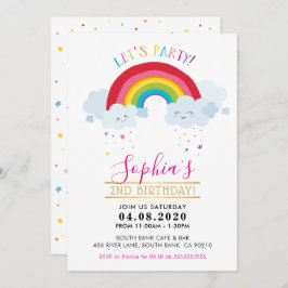 KINDERGEBURTSTAG PARTY Kawaii Regenbogen niedliche Einladung