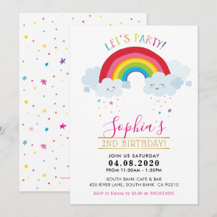 KINDERGEBURTSTAG PARTY Kawaii Regenbogen niedliche Einladung