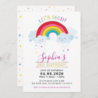 KINDERGEBURTSTAG PARTY Kawaii Regenbogen niedliche Einladung