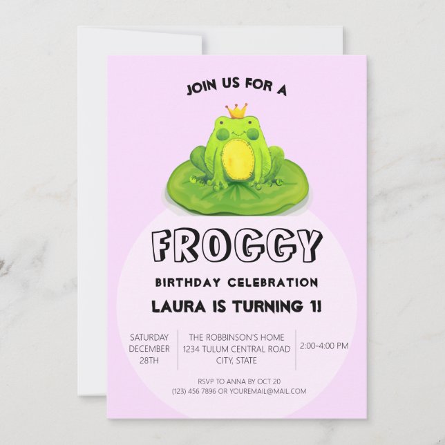 Kindergeburtstag Party King Frog Einladung (Vorderseite)