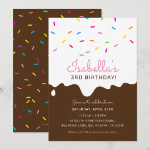 KINDERGEBURTSTAG PARTY Kuchen Zuckerguss Tropfen S Einladung