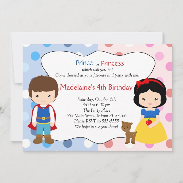 Kindergeburtstag-Party Prinz-Prinzessin Invitation Einladung (Vorderseite)