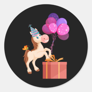 Kindergeburtstag Party Süße Tier Reitpferd Reitspo Runder Aufkleber