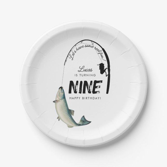 Kindergeburtstag-Party zum Thema Fischfang Pappteller (Vorderseite)