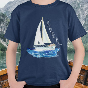 Kindergeburtstag Personalisiert Ocean Sailboat T-Shirt