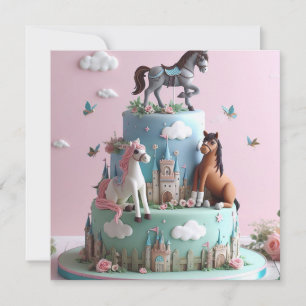Kindergeburtstag PONIES & CASTLES Einladung