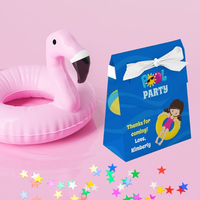 Kindergeburtstag Pool Party Niedliches Brünettes M Geschenkschachtel (Von Creator hochgeladen)