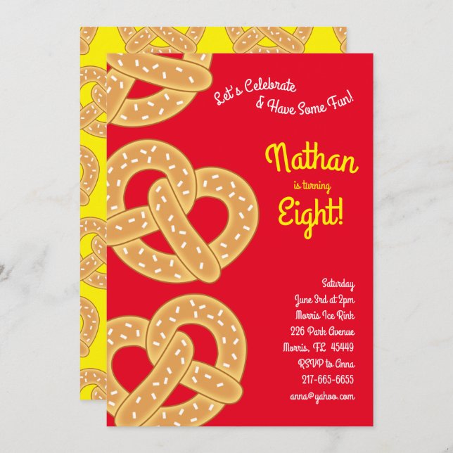 Kindergeburtstag-Prätzel-Party Einladung (Vorne/Hinten)