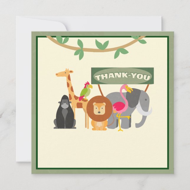 Kindergeburtstag Safari Flat Danke Karte (Vorderseite)