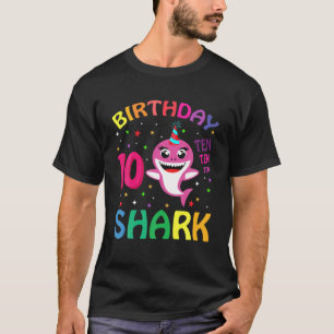 Kindergeburtstag Shark Funny 10 Jahre Alte Geschen T-Shirt