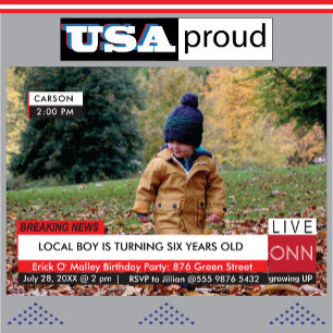 Kindergeburtstag, spezialisierte TV-News Grafik Einladung