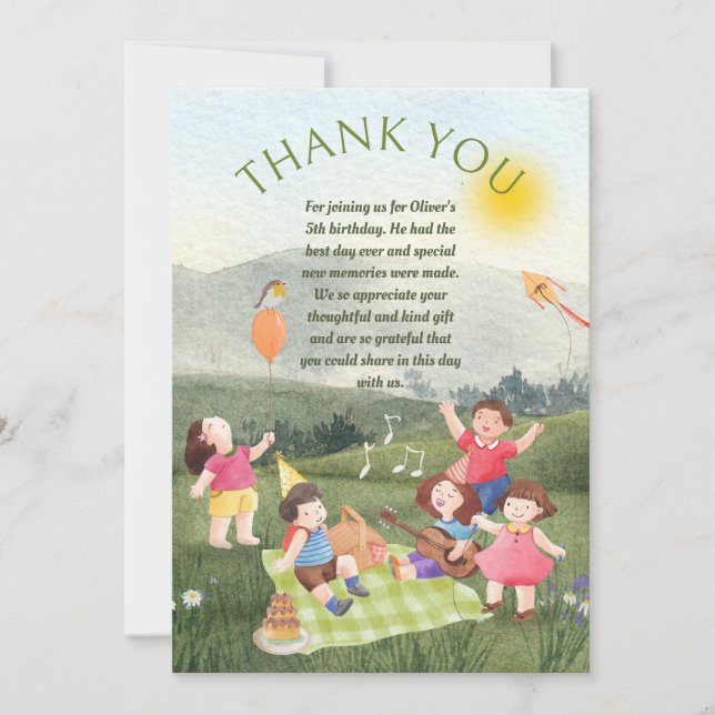 Kindergeburtstag Thankyou Picnic Party Card Dankeskarte (Vorderseite)
