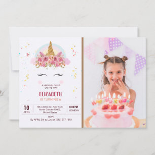 Kindergeburtstag Unicorn Thema Personalisiertes Fo Einladung