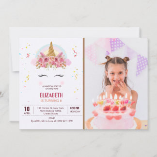 Kindergeburtstag Unicorn Thema Personalisiertes Fo Einladung
