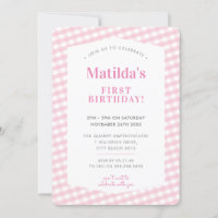 KINDERGEBURTSTAG Vintag Gingham Muster Mädchen ros