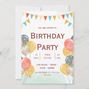 Kindergeburtstag von Aquarellen Einladung