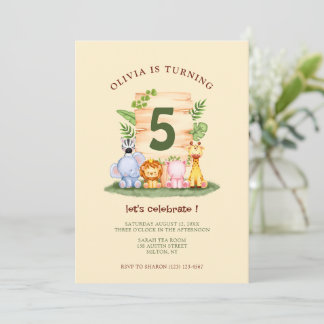 Kindergeburtstag von niedlichen Savannen Einladung