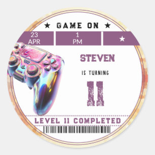 Kindergeburtstag von Videospielen Runder Aufkleber